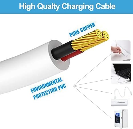 Image of Dazzliq USB to DC 2.5mm Power Cable 1 Meter Replacement Charging Cable for Toys Beauty Devices Cactus Toy Charger Cable Only Universal USB Charger Cable Byjus Learn Station Tablet Charger (White)