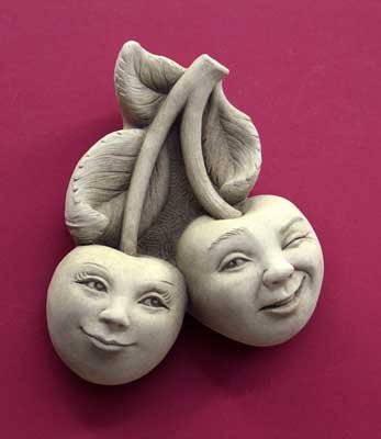 Carruth Studio, Brad & Cherrie Pit Wall Plaque Figurine, Original Sculpture Handcrafted in Stone, Artisan Made