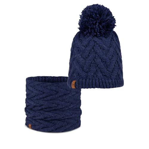 Tour de Cou et Bonnet BUFF Caryn Midnight Contre le Froid Intense en Tricot Doublé Polaire