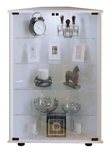 VCM Glasvitrine stehend, Vitrine Glas mit ESG-Sicherheitsglas, Maße ca. H. 88 x B. 67 x T. 23 cm, Standvitrine Glas, Modern und platzsparend, Glas Vitrinenschrank – Vecko L
