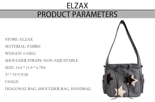 Y2k Star Canvas Messenger Bag Cute Kawaii Messenger Bag Aesthetic Star Shoulder Bag Large Hobo Tote Bag4