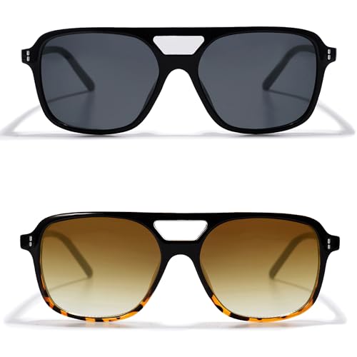 Image of VANLINKER Retro Vintage 70s Square Aviator sunglasses for women men VL9611X