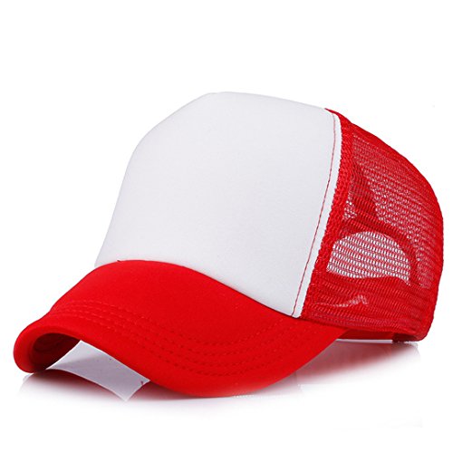Elee Children Junior Vintage Mesh Snapback Trucker Cap Kids Baseball Hat Adjustable (White/Red)