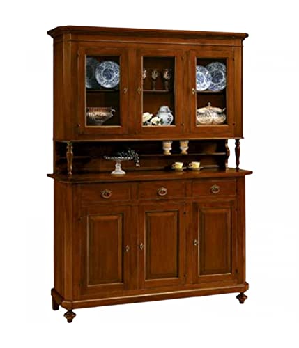  MOBILI 2G - Credenza Cristalliera Mobile con Vetro Tinta Noce 150 X 43 X 208