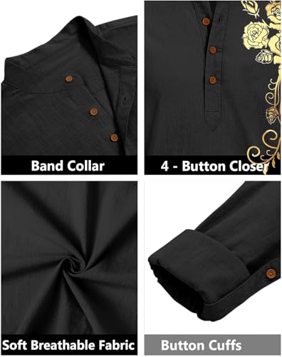 Image of Zombom Men's Cotton Polyester Blend Mandarin Collar Self One Design Printed Full Sleeve Casual Short Kurta