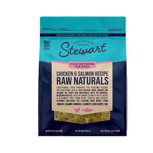 Stewart Raw Naturals Freeze Dried Raw Dog Food or Meal Topper, Chicken and Salmon Recipe, 8 Ounce Bag, Complete and Balanced Nutrition