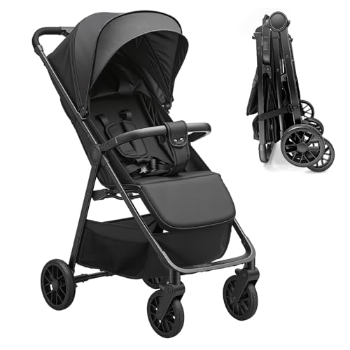 UBRAVOO Kinderwagen Buggy für Kleinkinder mit Liegesitz, ultrakompakter Reisebuggy klein zusammenklappbar, leichtem Travel Buggy mit Aufbewahrungskorb, Baldachin & Elterngriff als Pushchair