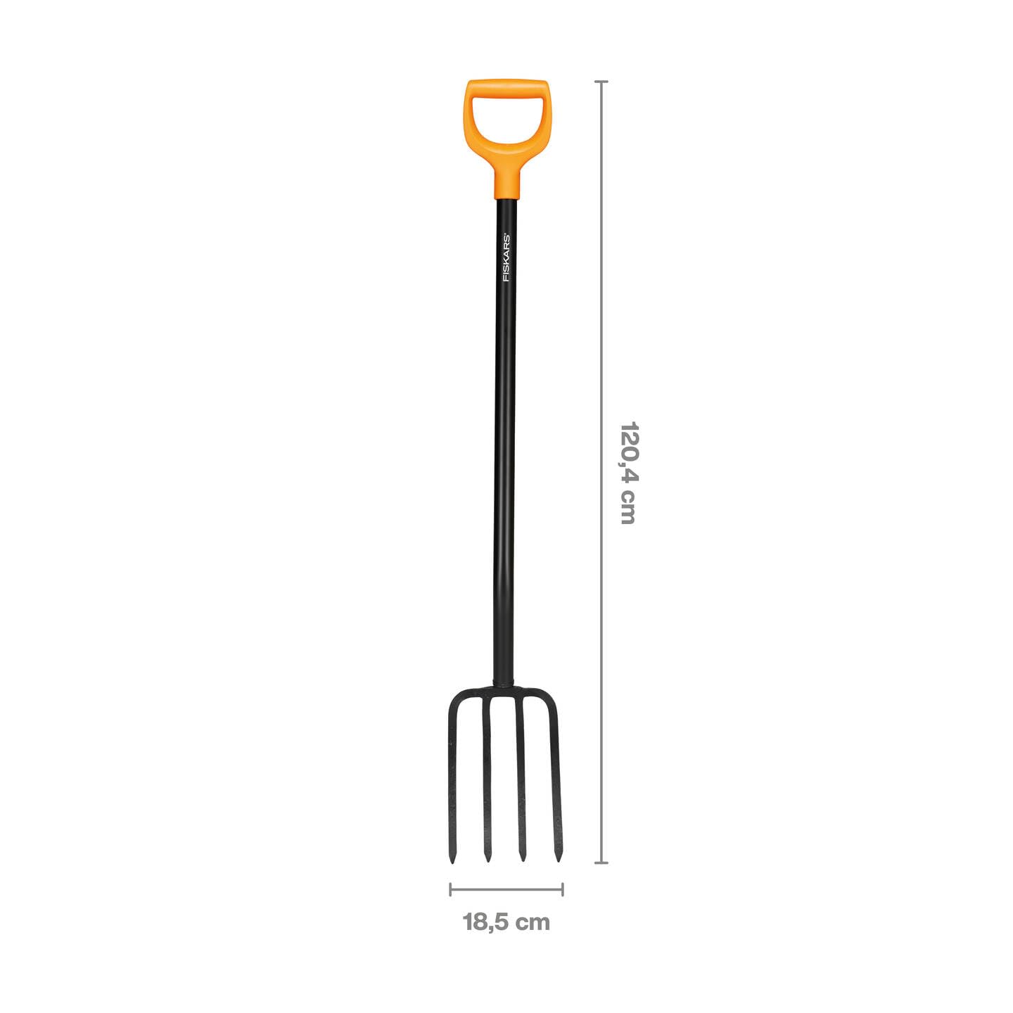 Fiskars Fourche à bêcher pour sols durs et caillouteux, Avec 4 dents, Longueur : 120 cm, Manche en acier de haute qualité, Noir/Orange, Solid, 1070673