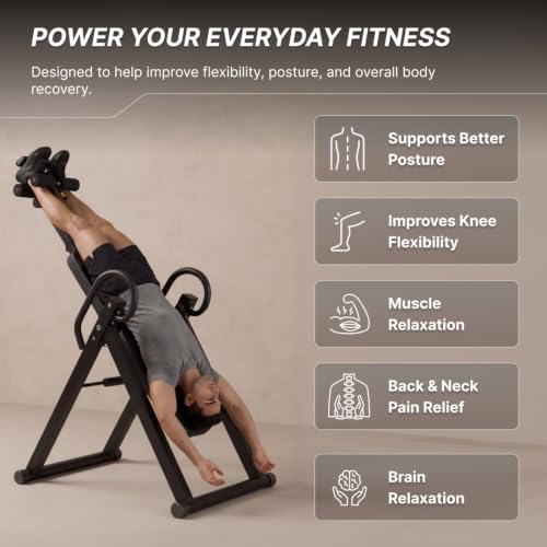 Image of Fitkit by Cult Inversion Table | 4 Adjustable Inversion Angles | 12-Level Height Adjustment | Ankle Locking System | Spine Decompression & Stretching Equipment | Foldable & Compact Home Fitness Tool