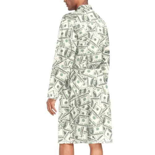 Men's Robes Lightweight Long Sleeve Kimono Bathrobe Soft Sleepwear Loungewear with Pocket2