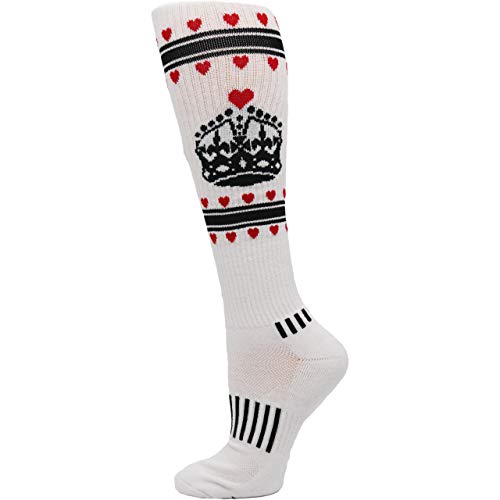 White with Black Queen of Hearts Fitness Performance Knee-High Socks2