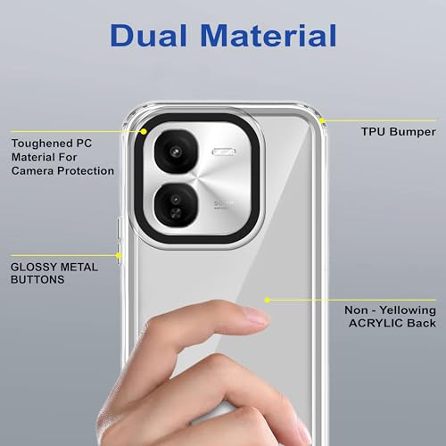 Image of amazon basics Back Case Cover for iQOO Z9x 5G | Compatible for iQOO Z9x 5G Back Cover | Case Cover with Camera Protection | (TPU + PC | Transparent)