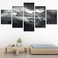 SIGNWIN 5 Panel Canvas Wall Art Foggy Scenery for Home Decorations Ready to Hang - 60