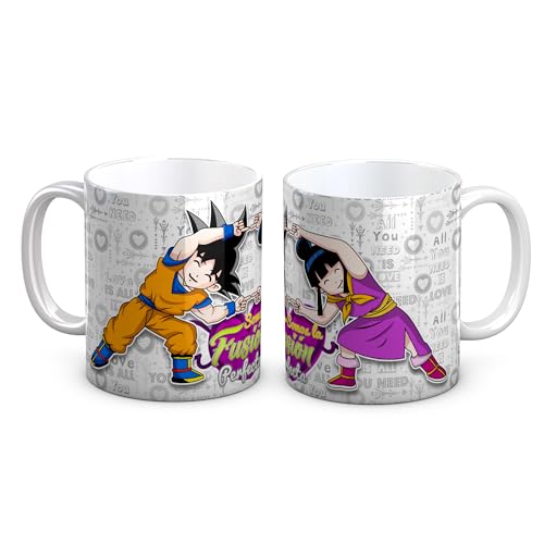 Taza INDIVIDUAL modelo FUSIÓN PERFECTA - GOKU. Regalo para enamorados, aniversarios y ocasiones especiales. Ideal para SAN VALENTÍN. Regalos personalizados. Regalos TPMAS