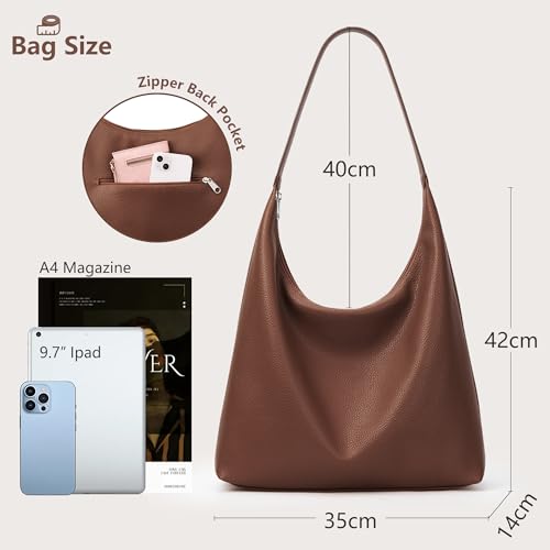 KALIDI Damen Shopper Handtasche Schultertasche PU Leder Tote Bag Vintage Hobo Tasche mit Reißverschluss Groß für Arbeit Schule Shopper Lässige täglich – Bild 5