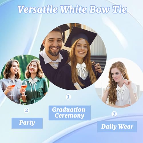 Image of LJBFNN Bow Ties for Women, Adjustable Pre Tied Bow Tie Solid Color Ribbon Bowtie for Girls Ladies Party Daily Cosplay School