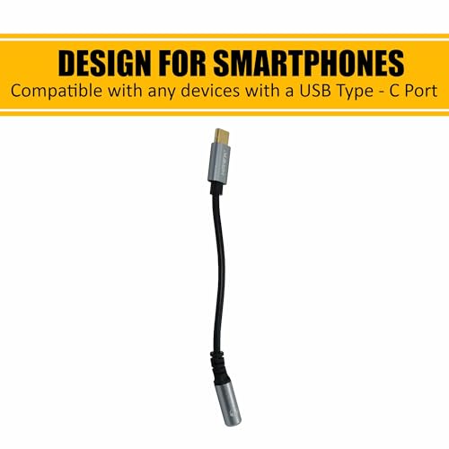 Image of Type C to 3.5mm TRS Female Cable compatible with smartphone, laptops or devices with Type C connectivity, 15 cms, Black