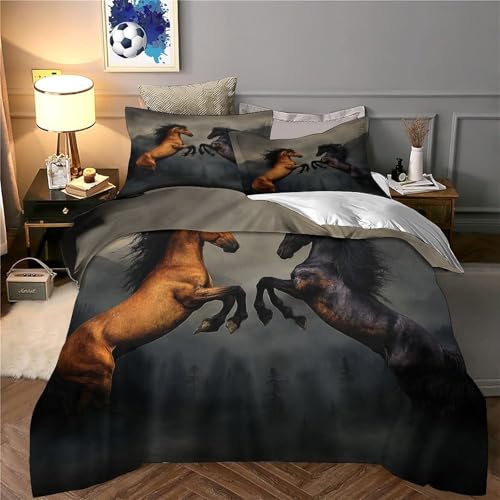 Housse de couette chevaux sauvages 135x200 parure lit microfibre single - 6