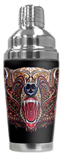 Mugzie MAX 20 Ounce Stainless Steel Cocktail Shaker - Martini Shaker with Wetsuit Cover - Symmetrical Bear