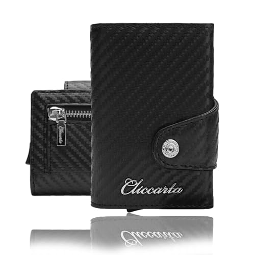Portefeuille porte-cartes slim rigide anti-rayures en véritable carbone noir