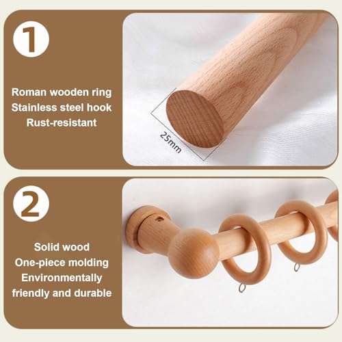 Tringle à rideaux en bois écologique haut de gamme 220 cm
