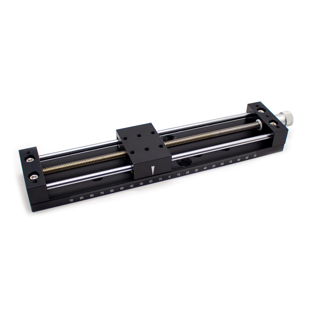40x60MM Mini Precision Guide Slide, X-Axis Manual Slide 200MM Long Stroke Micro Adjustable Screw Slide Table with Base Plate
