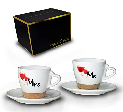 Mr & Mrs - Ensemble de Cadeaux de Tasses à Café (250ml) / Coffret Cadeau pour la Mariée (Soucoupe) Cover