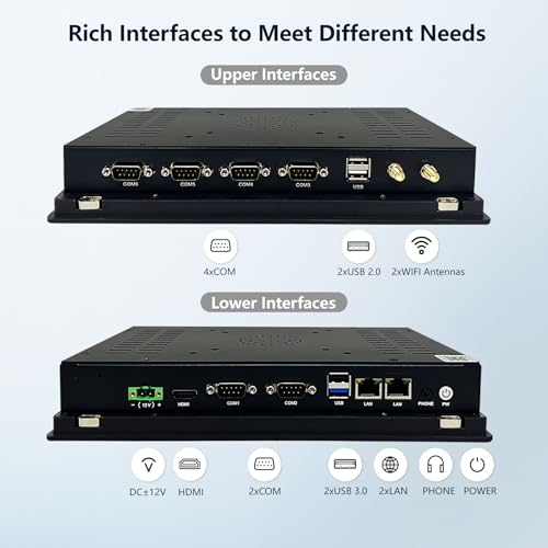 Image of 10.1 inch Industrial Touchscreen Panel PC,10 Point Capacitive Touch Screen Computer,IP65 Ultra-Thin Industrial Monitor,for Factory,Automation,Kiosk,Small Business(I3-7100U,8GB RAM 128G SSD)