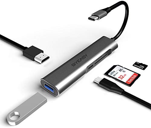 USB C Hub for MacBook Pro 2018/2017/2016, BYEASY 5 in 1 USB Type C Hub with 4K USB C to HDMI, USB 3.0 Port, USB C PD Charging Port for iPad Pro 2018, Nintendo, Samsung S8/S9/S10,HP,DELL Laptops More