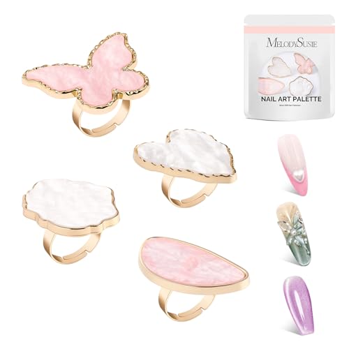 Set de 4 anillos para mezclar y kit de 2376 perlas para uñas miniatura 2
