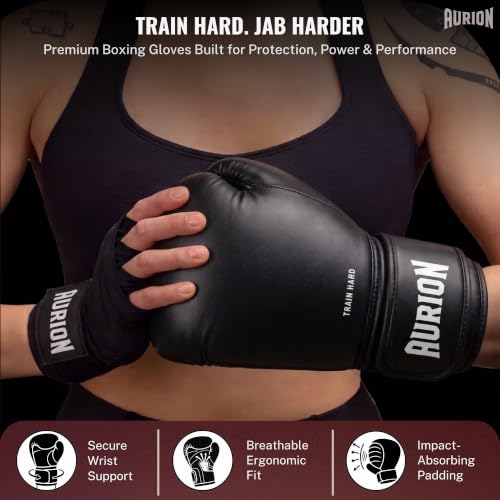Image of Aurion Boxing Gloves for Men 14 Oz, Training Boxing Gloves for Women for Boxing, MMA Gloves and Kickboxing, Ideal for Sparring, Heavy Bag Work for Boxing Users