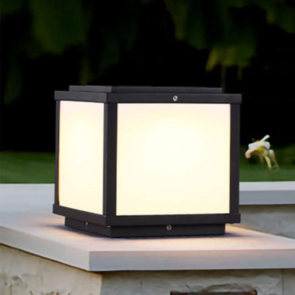OZBMA Square Weatherproof Post Lights Outdoor Garden Cap Light Door Aluminium Lawn Bollard Lantern Contemporary Pillar Lamp Yard Deck Street Top Wall Fence (size_name 20CM)