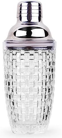 Gbuxska Glass Cocktail Shaker Set - Glass Shaker for Cocktails, Drink Shakers Cocktail and Cocktail Shakers, Glass Shaker Set for Bars, Whiskey, Cocktails (Sliver, 13 oz)