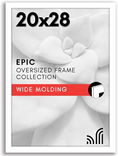 Americanflat 20x28 Picture Frame with Polished Plexiglass - White Picture Frame - Wide Photo Frames Made of Engineered Wood for Vertical or Horizontal Wall Display - Epic Collection - White