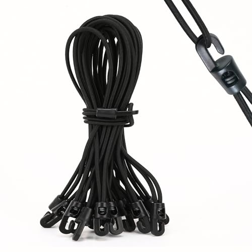 FeinKulturia Spanngummi Expander mit Haken 20 Stück Bungee Cord Gepäckspanner Set 26cm Latex Gummiseile Spannhaken für Täglicher Haushalt Outdoor Radfahren Fracht Camping Zelt Bündelung Schwarz