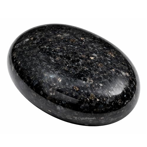 Image of Certified Large Nuummite Crystal Palm Pebbles Stones for Anxiety Stress Relief Massage - AAA Grade Original Healing Gemstone Agate Palm Stone for Yoga Meditation Spiritual Reiki Feng Shui