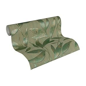 A.S. Création Vliesbehang Siena behang floral 10,05 m x 0,53 m groen metallic Made in Germany 328801 32880-1