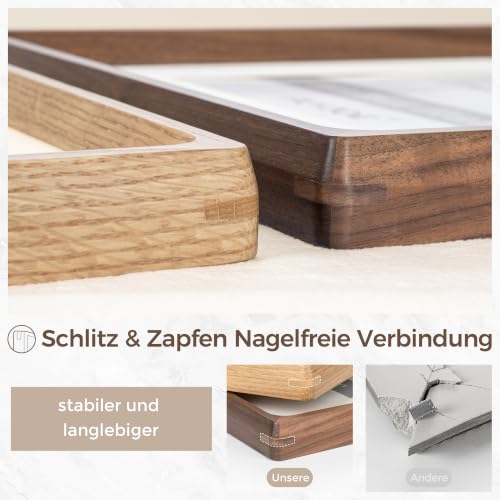 FLYJOE 10x15 cm Bilderrahmen, Massivholz Walnuss-Fotorahmen, Gehärtetes Glas, Handgefertigte Abgerundete Ecken… – Ansicht 3