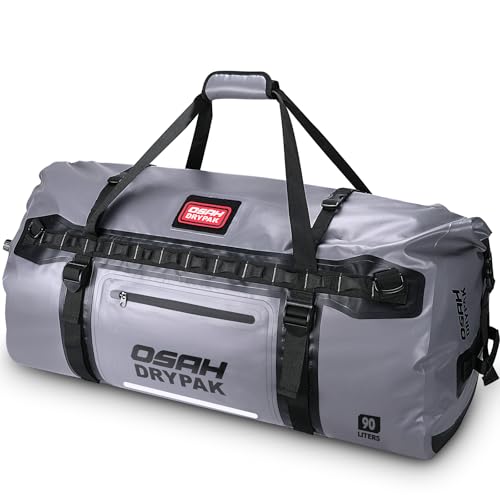 Bolsa seca impermeable OSAH DRYPAK Duffel impermeable Roll-Top para viaje con correas y asas 90L para camping, navegación, viajes, motociclismo y caza