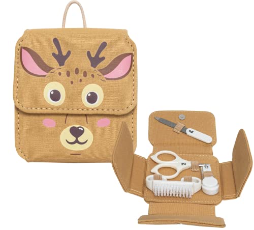 Kit de manicura para bebés ● tijeras, corte de uñas, cepillo, lima ● Estuche único Ciervo ● Cualitativo y resistente
