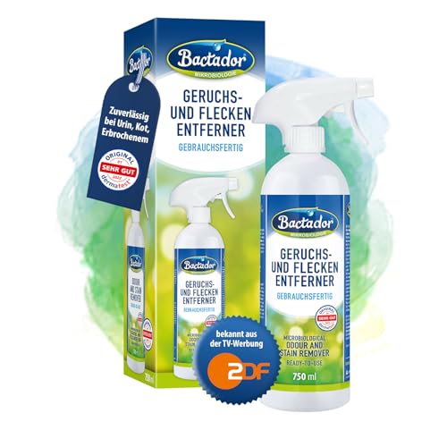 Bactador Enzymreiniger - Geruchsentferner & Fleckenentferner Spray 750ml - Mikrobiologischer...