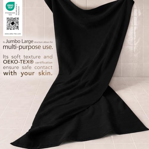 Image of Cotton Paradise 100% Cotton Turkish Towel Set, Soft Absorbent Quick Dry, 2 Piece 35x70 Bath Sheet Set, Coal Black