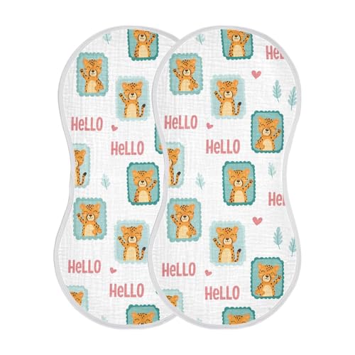 2 Pack Muslin Burp Cloths Leopards Heart White Cotton Baby Burp Cloths Ultra Absorbent and Soft Spit Up Rags for Newborn Boys Girls, Large 22