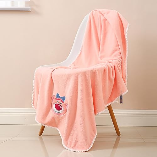Image of Lotso Bear Bath Towel for Kids Oversized Microfiber Beach Towel Lightweight Quick Dry (30x60 Inches) (Pink)