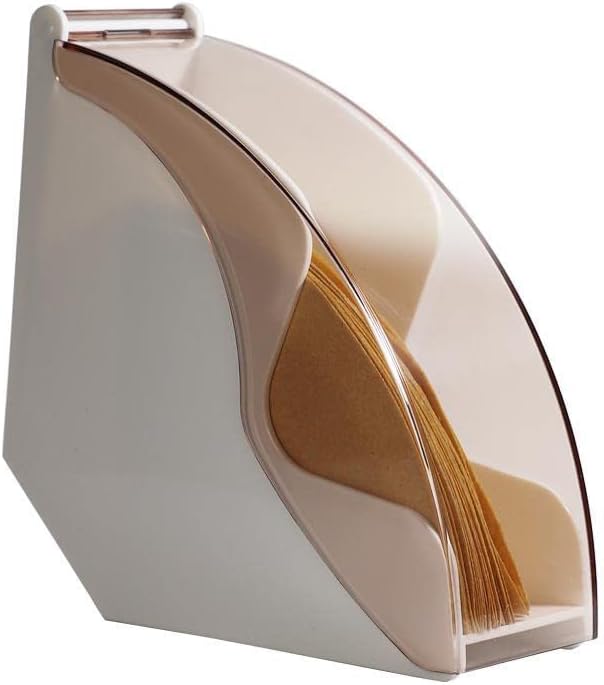 Portable Coffee Filter Holder with Lid, Acrylic Plastic Coffee Filter Container for Fan Shape Coffee Filter Paper, Small Footprint, Large Capacity(white)