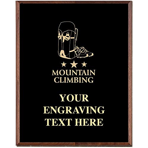 Mountain Climbing Plaques, Custom Engraved Mountain Climber Trophy Plaque Award, Great Customizable Climbing Awards