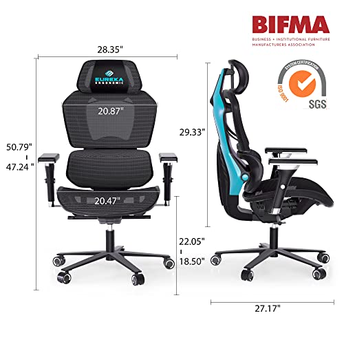 Image of EUREKA ERGONOMIC Gaming Chairs for Adults GC05, Gamer Chair with Lumbar Support, Gaming Chair with 4D Armrests, Ergonomic Gaming Chairs with Adjustable Headrest, Blue