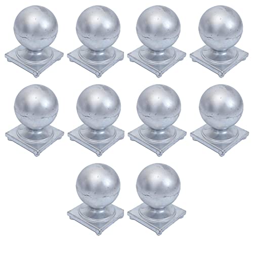 NIUSABOU Sombrero de Vallas 10 X Remates De Valla Esférica, Tapas De Postes De Cerca, Tapa De Poste De Jardín De Metal Galvanizado, Bola De Cerca De Cubierta De Remate(80x80mm)