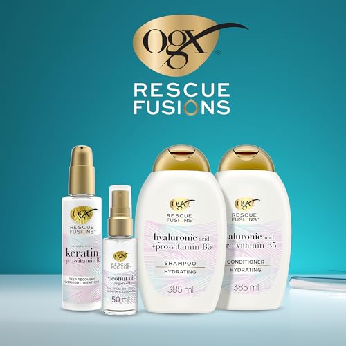 OGX Rescue Fusions Conditioner (385 ml), tratamiento hidratante cabello con ácido hialurónico y provitamina B5, acondicionador para pelo dañado, fórmula sin sulfatos - imagen 10