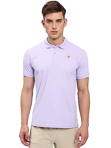 Image of TECHNOSPORT Men's Polyester Slim Fit Self-Design Short Sleeve Polo Matpiq T-Shirt with Anti Microbial, Techno Dry for Regular and Casual Use